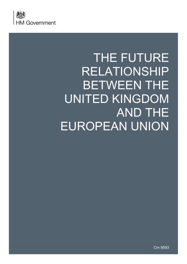 The front page of the UK HM Government's Brexit Proposal